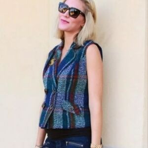 CAbi Wool Blend Tweed Double Breasted Vest SZ XS